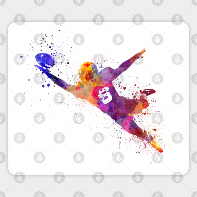 American football in watercolor Magnet by PaulrommerArt